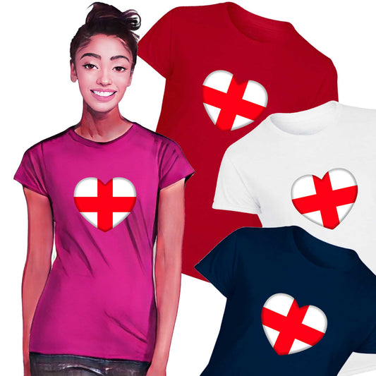 Ladies England Heart T-shirt